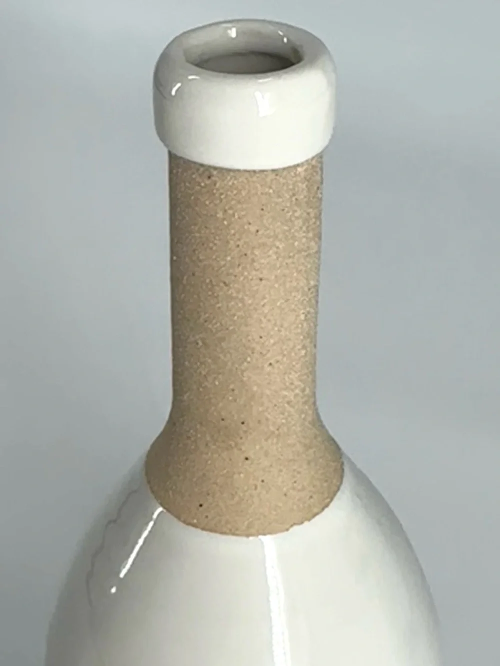 MUD PIE 12” WHITE STONEWARE BOTTLE VASE